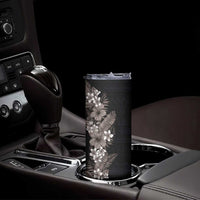 Hawaii Tropical Flowers and Leaves Skinny Tumbler Tapa Pattern Grayscale Mode LT03 - Polynesian Pride