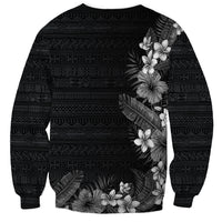Hawaii Tropical Flowers and Leaves Sweatshirt Tapa Pattern Grayscale Mode LT03 - Polynesian Pride