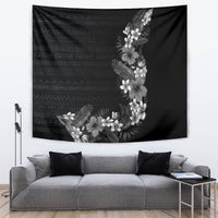 Hawaii Tropical Flowers and Leaves Tapestry Tapa Pattern Grayscale Mode LT03 Grayscale - Polynesian Pride