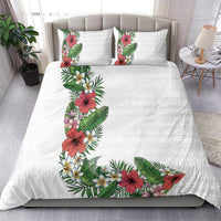 Hawaii Tropical Flowers and Leaves Bedding Set Tapa Pattern White Mode LT03 - Polynesian Pride