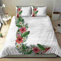 Hawaii Tropical Flowers and Leaves Bedding Set Tapa Pattern White Mode LT03 - Polynesian Pride