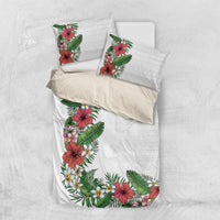 Hawaii Tropical Flowers and Leaves Bedding Set Tapa Pattern White Mode LT03 US Twin 172cm x 218cm White - Polynesian Pride