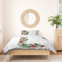 Hawaii Tropical Flowers and Leaves Bedding Set Tapa Pattern White Mode LT03 - Polynesian Pride