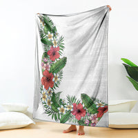 Hawaii Tropical Flowers and Leaves Blanket Tapa Pattern White Mode LT03 - Polynesian Pride