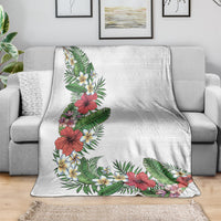 Hawaii Tropical Flowers and Leaves Blanket Tapa Pattern White Mode LT03 - Polynesian Pride