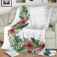 Hawaii Tropical Flowers and Leaves Blanket Tapa Pattern White Mode LT03 - Polynesian Pride