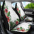 Hawaii Tropical Flowers and Leaves Car Seat Cover Tapa Pattern White Mode