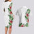 Hawaii Tropical Flowers and Leaves Couples Matching Long Sleeve Bodycon Dress and Hawaiian Shirt Tapa Pattern White Mode