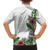 Hawaii Tropical Flowers and Leaves Family Matching Long Sleeve Bodycon Dress and Hawaiian Shirt Tapa Pattern White Mode