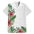 Hawaii Tropical Flowers and Leaves Family Matching Long Sleeve Bodycon Dress and Hawaiian Shirt Tapa Pattern White Mode