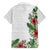 Hawaii Tropical Flowers and Leaves Family Matching Long Sleeve Bodycon Dress and Hawaiian Shirt Tapa Pattern White Mode