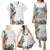 Hawaii Tropical Flowers and Leaves Family Matching Puletasi and Hawaiian Shirt Tapa Pattern White Mode