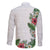 Hawaii Tropical Flowers and Leaves Family Matching Puletasi and Hawaiian Shirt Tapa Pattern White Mode