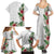 Hawaii Tropical Flowers and Leaves Family Matching Summer Maxi Dress and Hawaiian Shirt Tapa Pattern White Mode