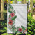 Hawaii Tropical Flowers and Leaves Garden Flag Tapa Pattern White Mode