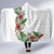 Hawaii Tropical Flowers and Leaves Hooded Blanket Tapa Pattern White Mode