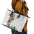 Hawaii Tropical Flowers and Leaves Leather Tote Bag Tapa Pattern White Mode