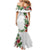 Hawaii Tropical Flowers and Leaves Mermaid Dress Tapa Pattern White Mode