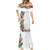 Hawaii Tropical Flowers and Leaves Mermaid Dress Tapa Pattern White Mode