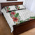 Hawaii Tropical Flowers and Leaves Quilt Bed Set Tapa Pattern White Mode