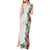 Hawaii Tropical Flowers and Leaves Tank Maxi Dress Tapa Pattern White Mode