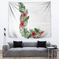 Hawaii Tropical Flowers and Leaves Tapestry Tapa Pattern White Mode LT03 White - Polynesian Pride