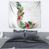 Hawaii Tropical Flowers and Leaves Tapestry Tapa Pattern White Mode LT03 - Polynesian Pride
