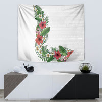 Hawaii Tropical Flowers and Leaves Tapestry Tapa Pattern White Mode LT03 - Polynesian Pride