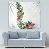 Hawaii Tropical Flowers and Leaves Tapestry Tapa Pattern White Mode LT03 - Polynesian Pride
