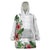 Hawaii Tropical Flowers and Leaves Wearable Blanket Hoodie Tapa Pattern White Mode