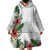 Hawaii Tropical Flowers and Leaves Wearable Blanket Hoodie Tapa Pattern White Mode