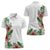 Hawaii Tropical Flowers and Leaves Women Polo Shirt Tapa Pattern White Mode