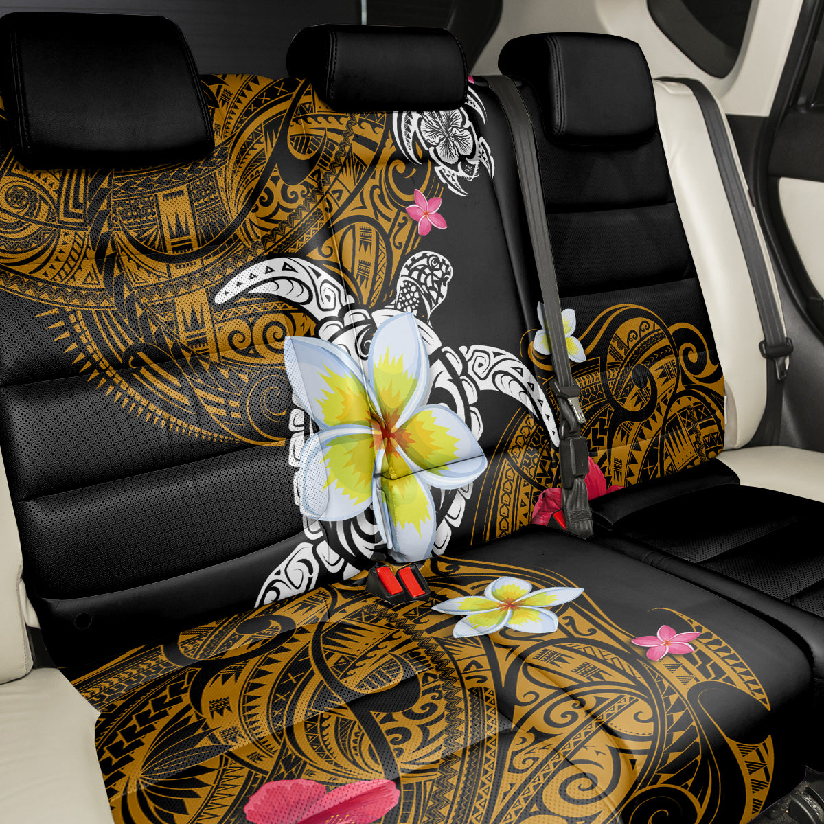 Hawaii Turtle and Tropical Flower Back Car Seat Cover Polynesian Pattern LT03 - Polynesian Pride
