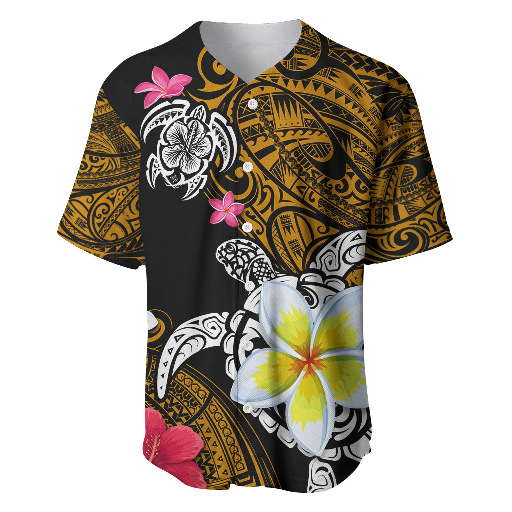 Hawaii Turtle and Tropical Flower Baseball Jersey Polynesian Pattern LT03 Black - Polynesian Pride
