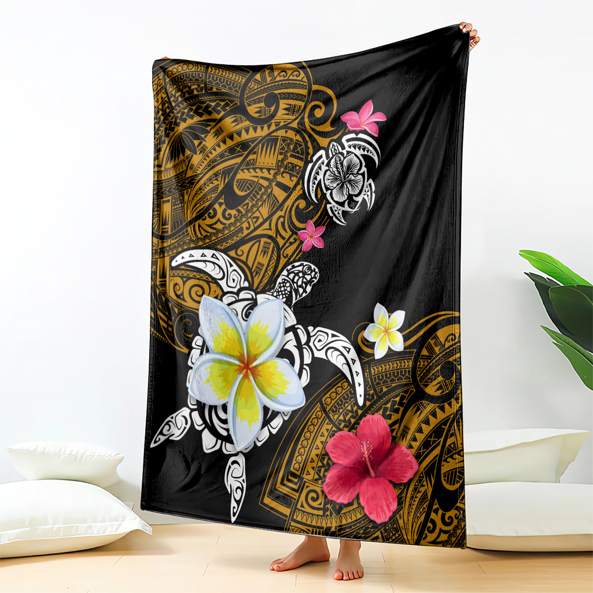 Hawaii Turtle and Tropical Flower Blanket Polynesian Pattern LT03 - Polynesian Pride