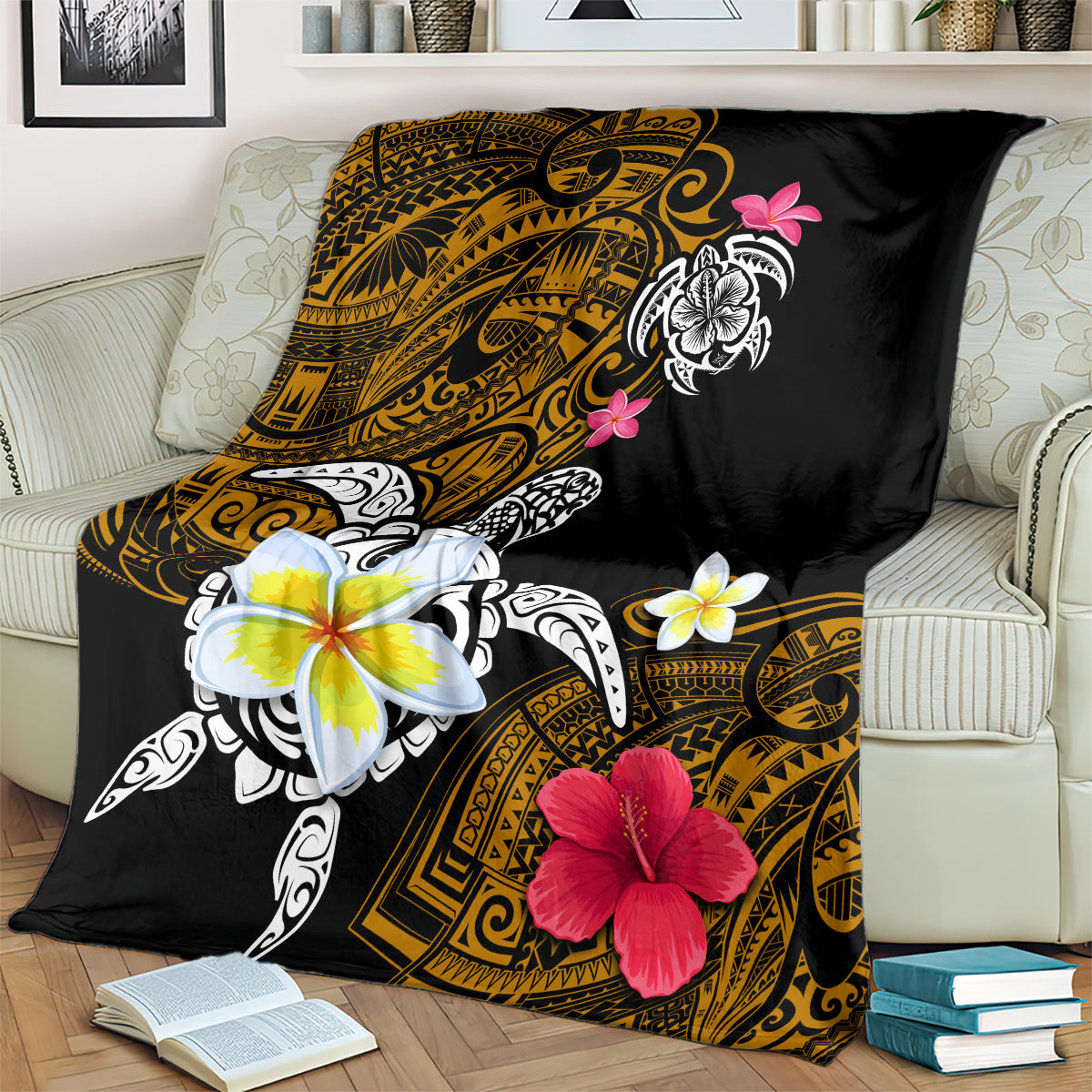 Hawaii Turtle and Tropical Flower Blanket Polynesian Pattern LT03 - Polynesian Pride