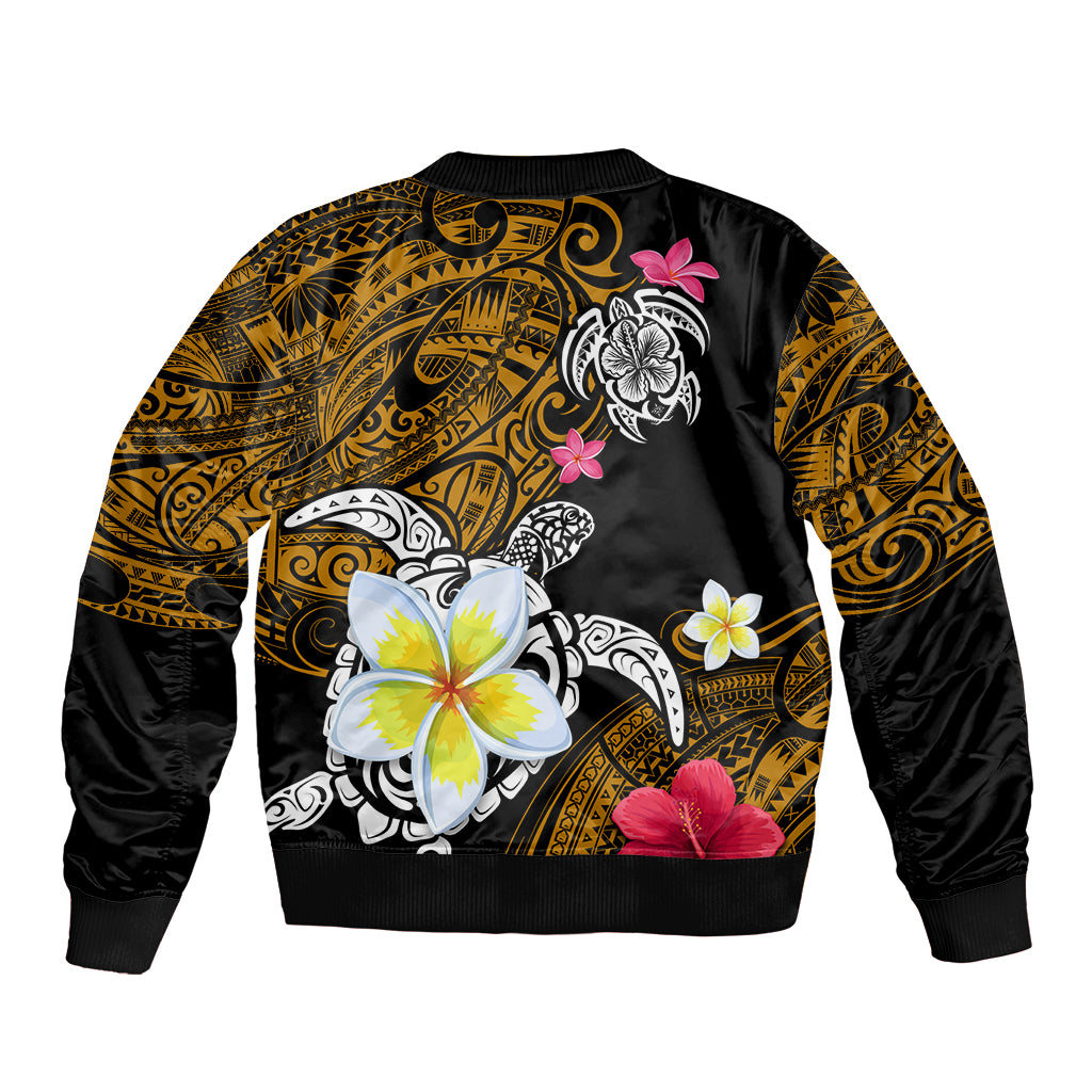 Hawaii Turtle and Tropical Flower Bomber Jacket Polynesian Pattern LT03 - Polynesian Pride
