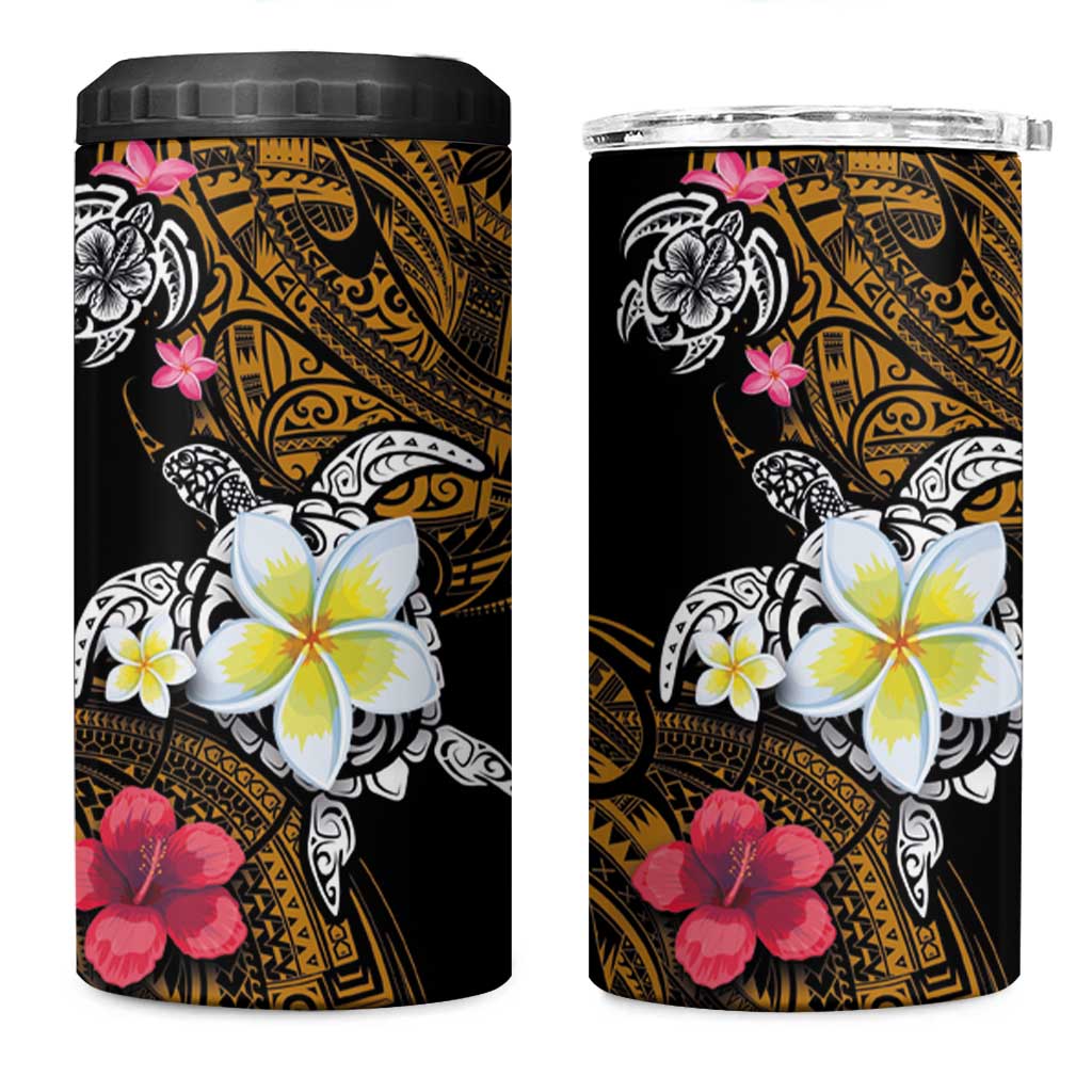 Hawaii Turtle and Tropical Flower 4 in 1 Can Cooler Tumbler Polynesian Pattern LT03 One Size: 16 oz Black - Polynesian Pride