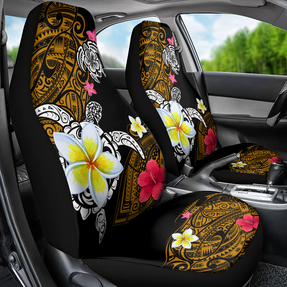 Hawaii Turtle and Tropical Flower Car Seat Cover Polynesian Pattern LT03 - Polynesian Pride