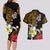 Hawaii Turtle and Tropical Flower Couples Matching Long Sleeve Bodycon Dress and Hawaiian Shirt Polynesian Pattern