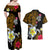 Hawaii Turtle and Tropical Flower Couples Matching Off Shoulder Maxi Dress and Hawaiian Shirt Polynesian Pattern