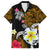 Hawaii Turtle and Tropical Flower Family Matching Off The Shoulder Long Sleeve Dress and Hawaiian Shirt Polynesian Pattern