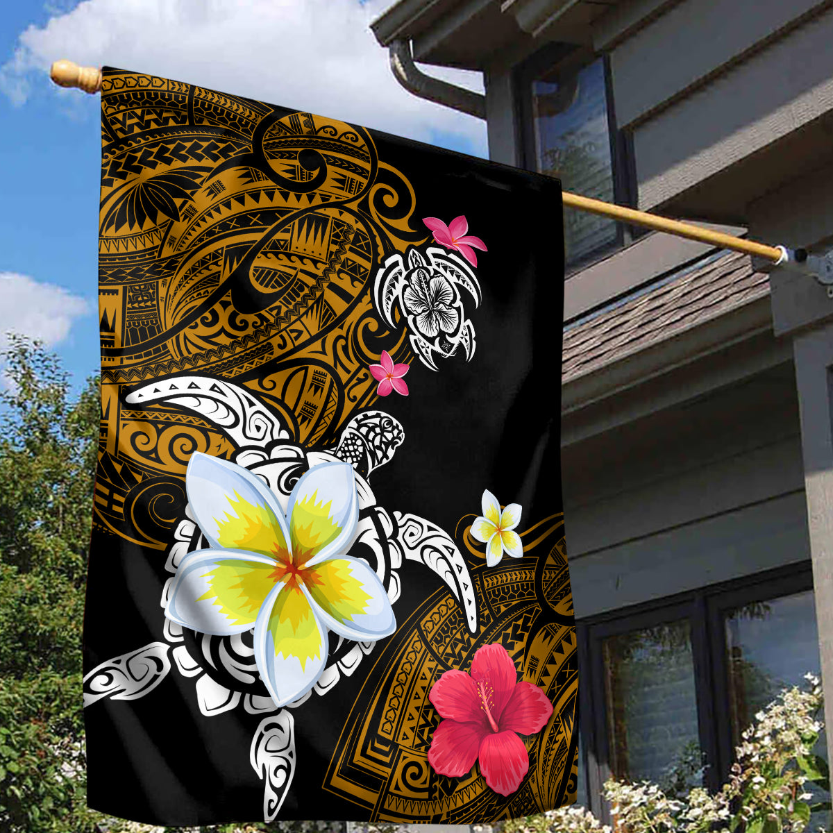 Hawaii Turtle and Tropical Flower Garden Flag Polynesian Pattern LT03 - Polynesian Pride