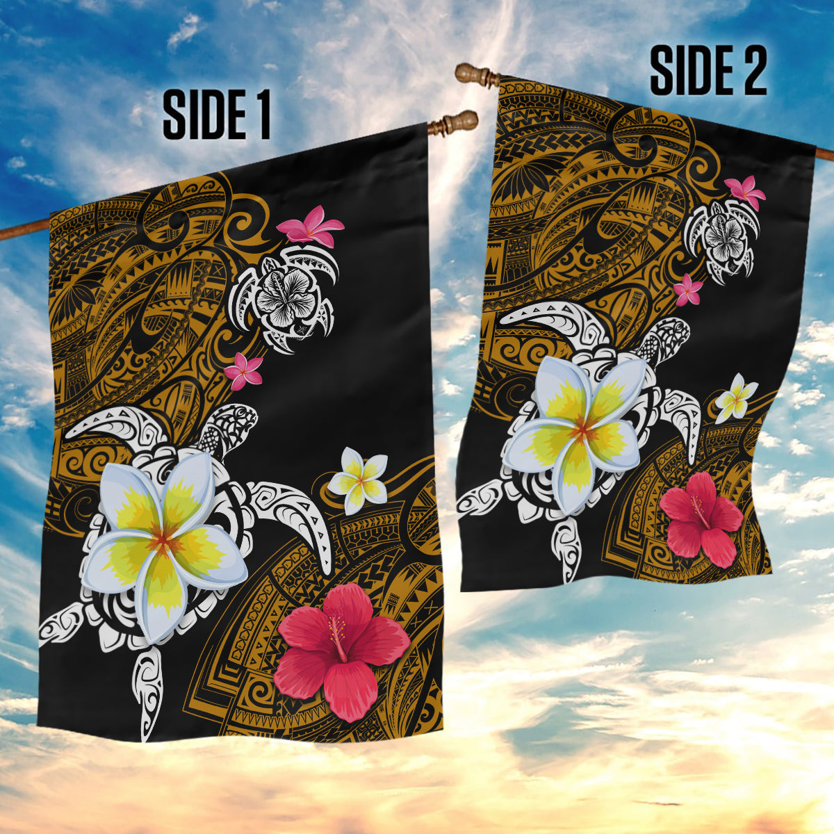 Hawaii Turtle and Tropical Flower Garden Flag Polynesian Pattern LT03 - Polynesian Pride
