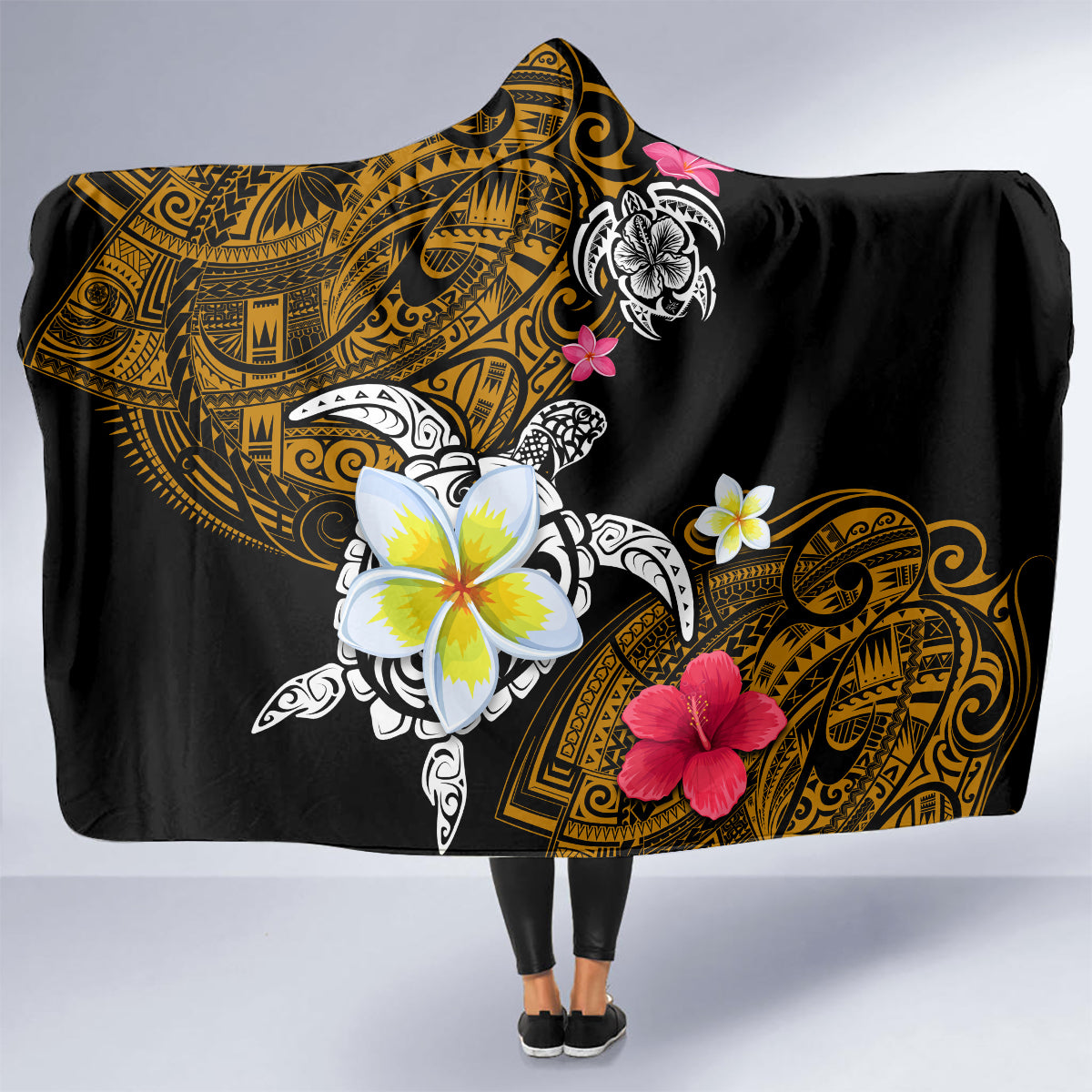 Hawaii Turtle and Tropical Flower Hooded Blanket Polynesian Pattern LT03 - Polynesian Pride