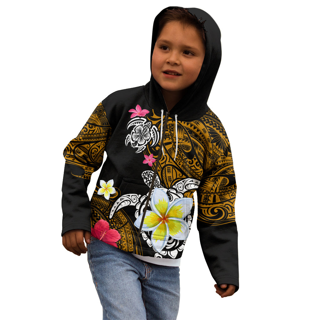 Hawaii Turtle and Tropical Flower Kid Hoodie Polynesian Pattern LT03 - Polynesian Pride