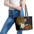 Hawaii Turtle and Tropical Flower Leather Tote Bag Polynesian Pattern