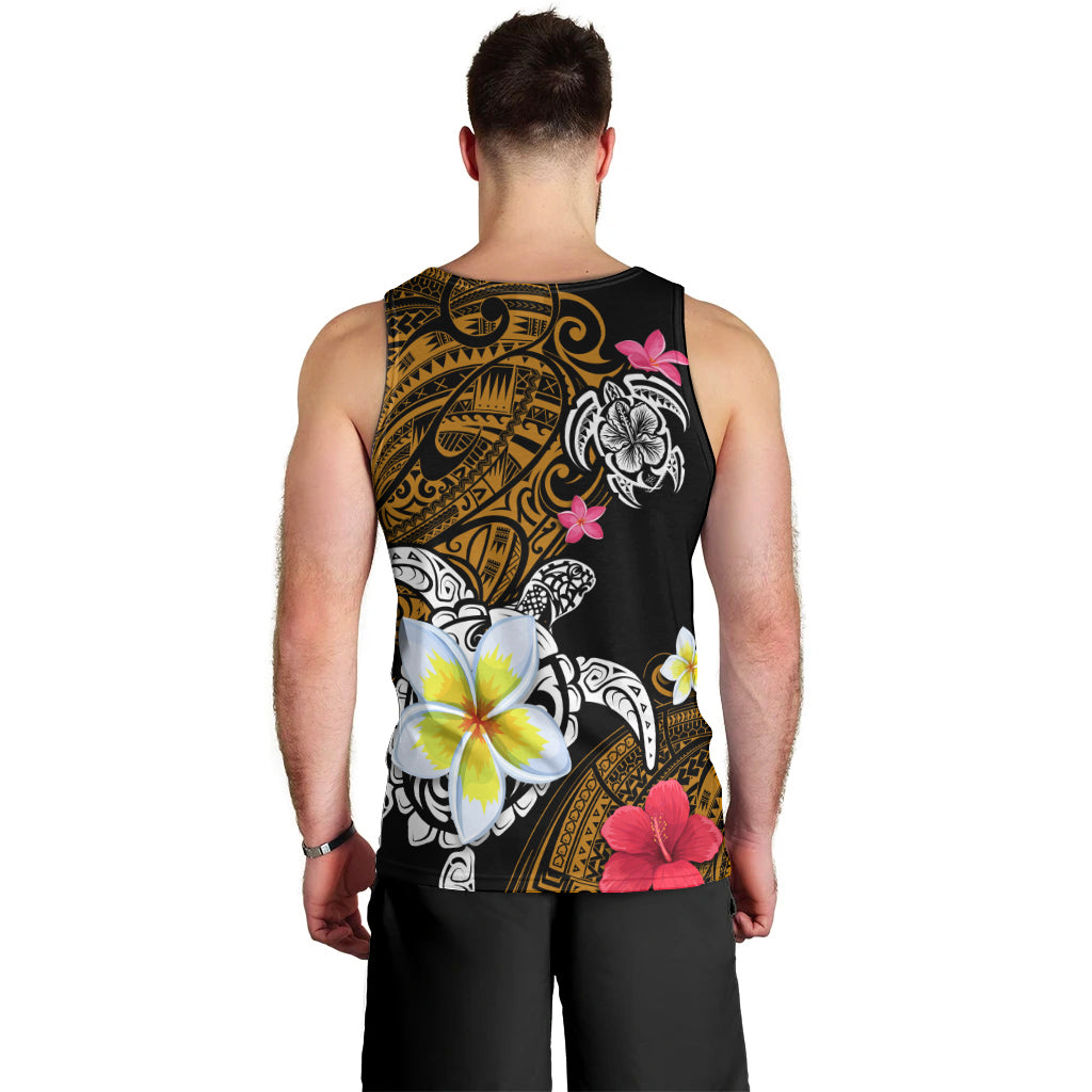 Hawaii Turtle and Tropical Flower Men Tank Top Polynesian Pattern LT03 - Polynesian Pride