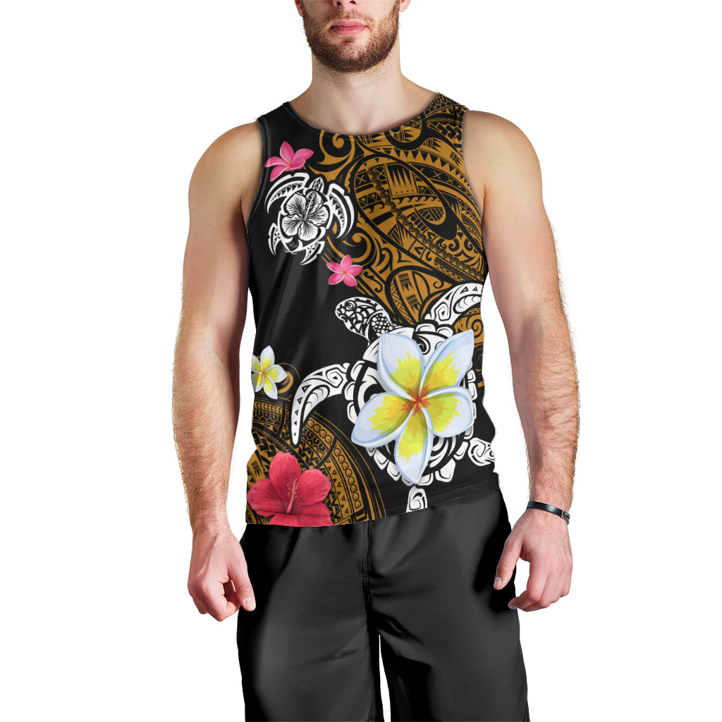 Hawaii Turtle and Tropical Flower Men Tank Top Polynesian Pattern LT03 - Polynesian Pride