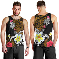 Hawaii Turtle and Tropical Flower Men Tank Top Polynesian Pattern LT03 - Polynesian Pride